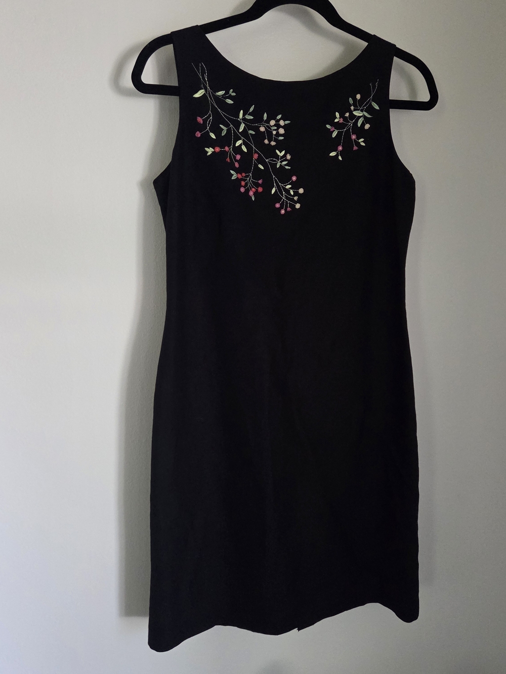 Vintage 90s Casual Corner Floral Embroidered Linen Blend Sheath Dress - Size 4